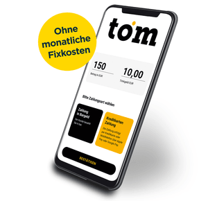 App GP tom auf einem Smartphone, 0 Euro Monatsmiete